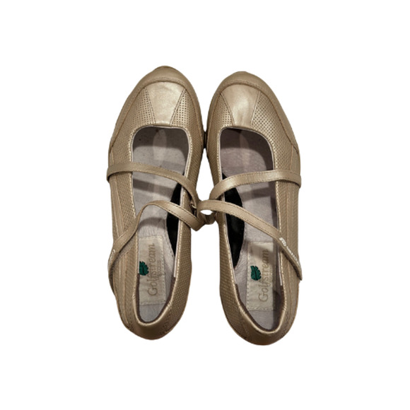 Goldstream Cross Strap Gold Golf Flats Shoes 8.5M - Picture 4 of 10